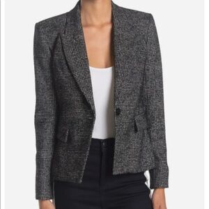 Veronica Beard Black & White Glen Plaid Wool Blazer